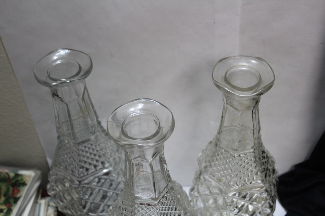 Lot of 3 Pressed Glass Decanters - 3