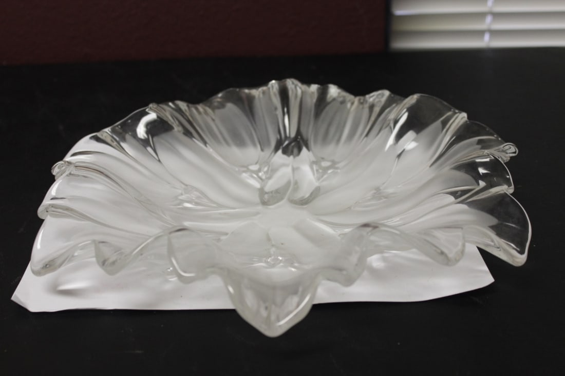 An Acid Etched Glass Bowl: Approximately 13" across