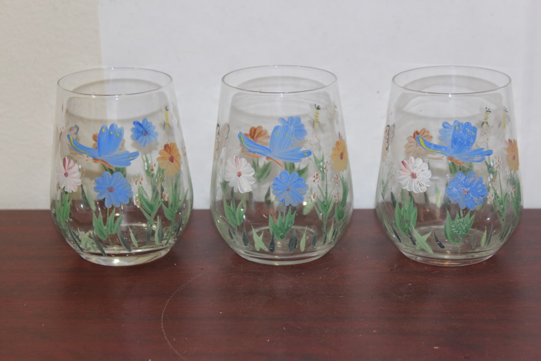 Lot of 3 Hand Painted Tumblers - 2