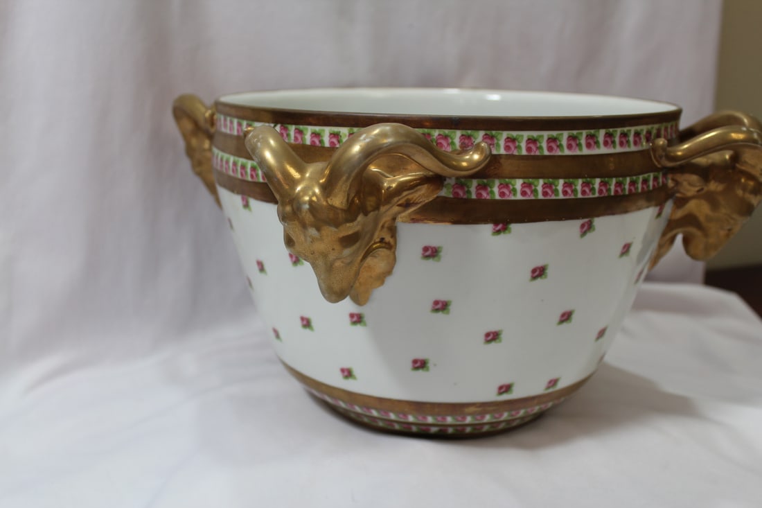 A Large Center Bowl with Ram Head Handles - 2