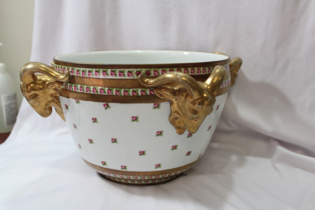 A Large Center Bowl with Ram Head Handles - 3