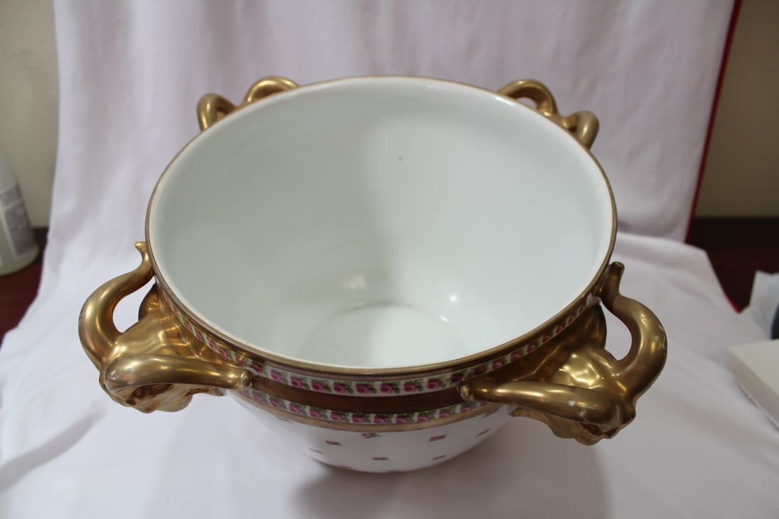 A Large Center Bowl with Ram Head Handles - 4