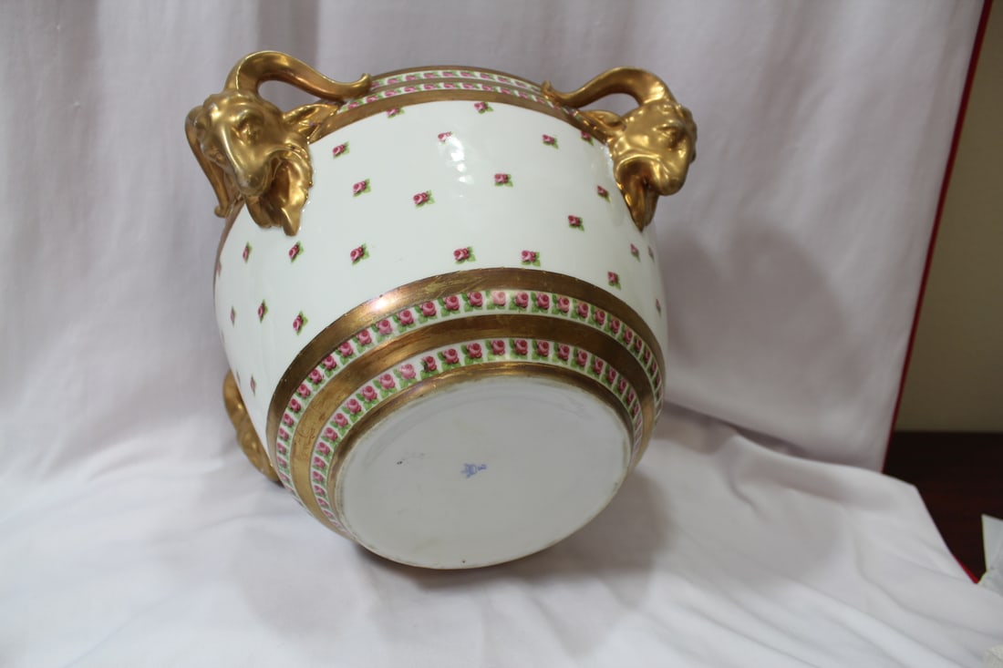 A Large Center Bowl with Ram Head Handles - 5