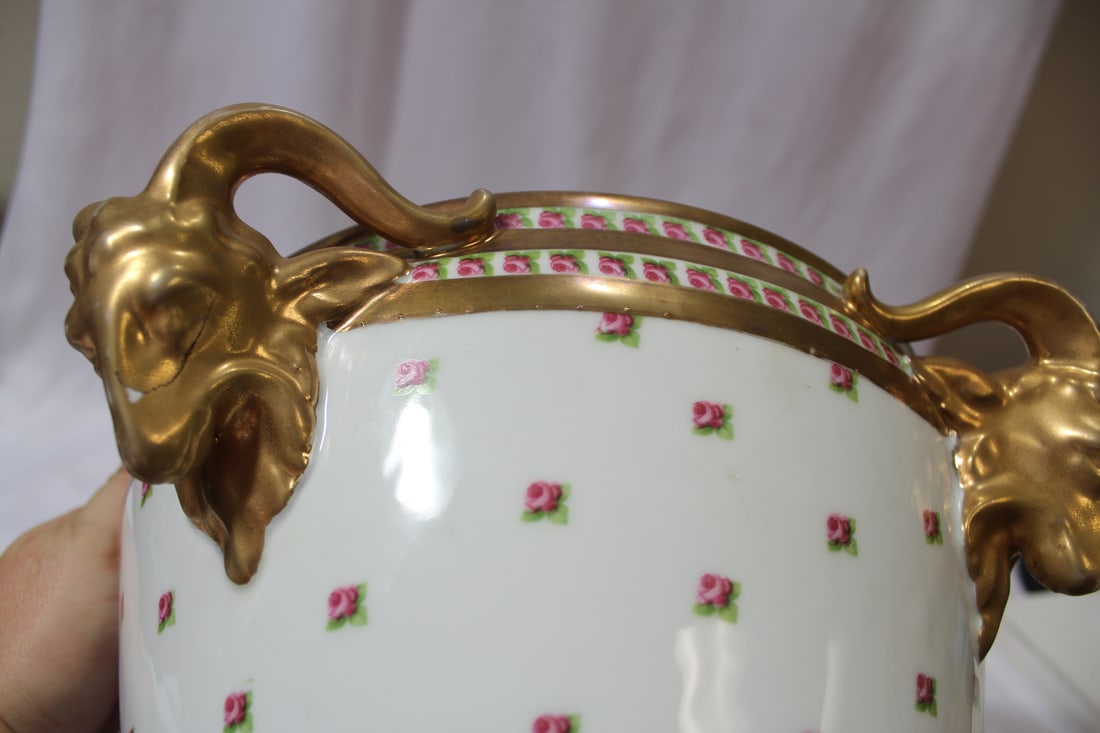 A Large Center Bowl with Ram Head Handles - 8