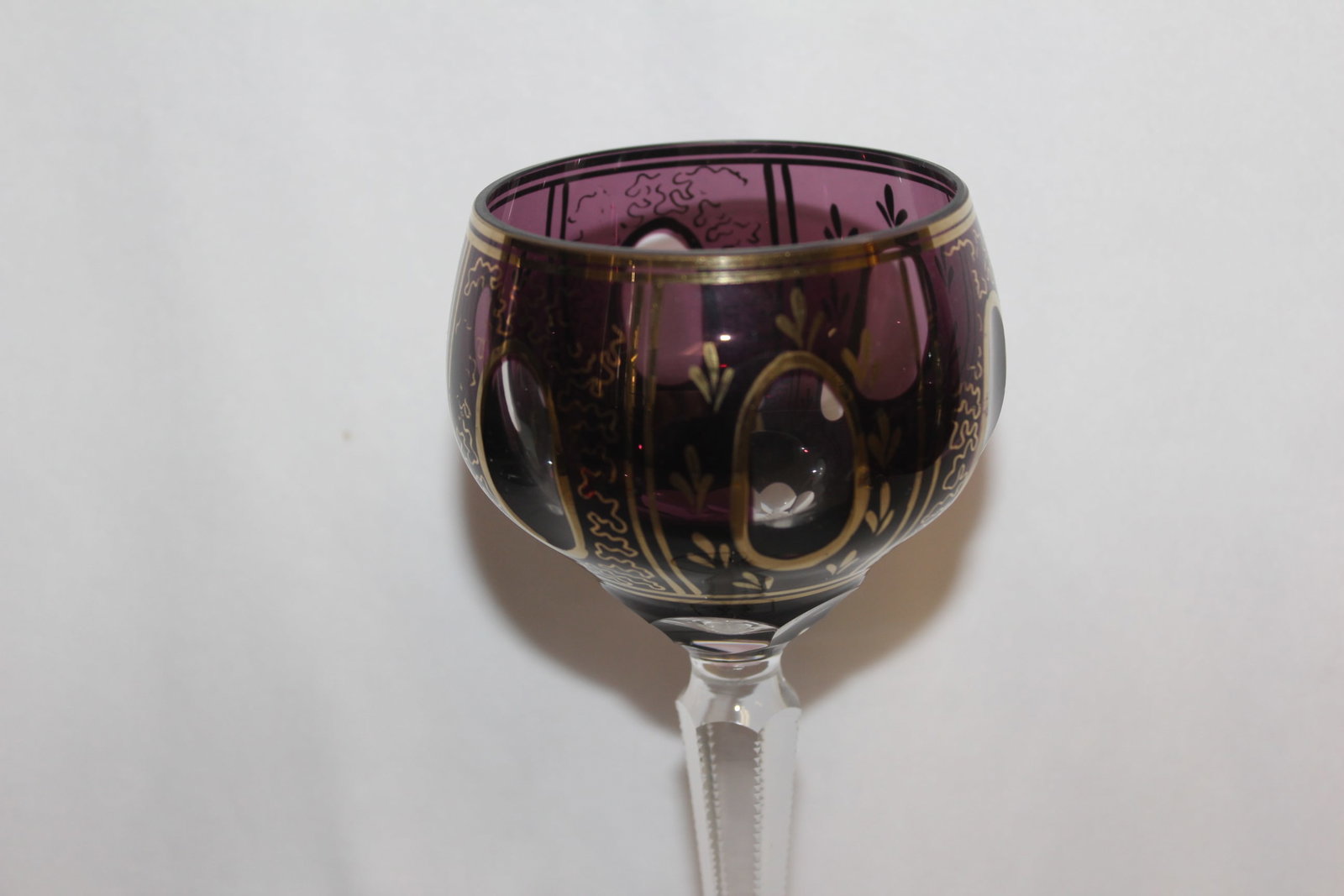A Cut Glass Amethyst Color Goblet - 2