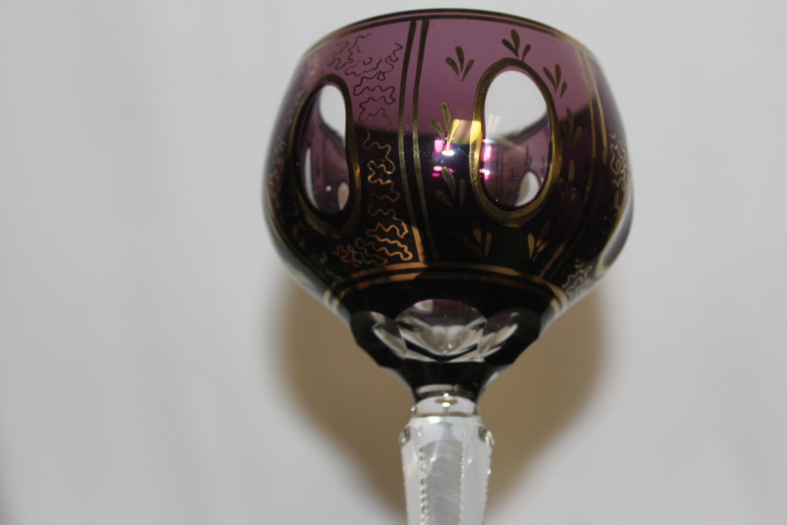 A Cut Glass Amethyst Color Goblet - 4