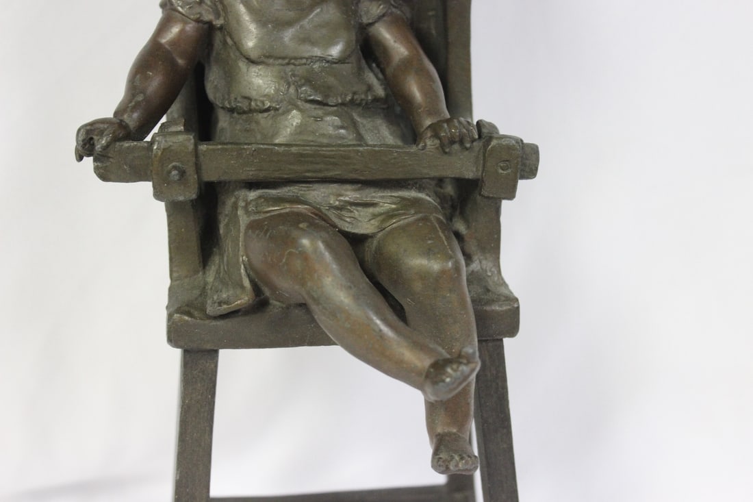 A Bronze Child on a High Chair by Steiner - 3