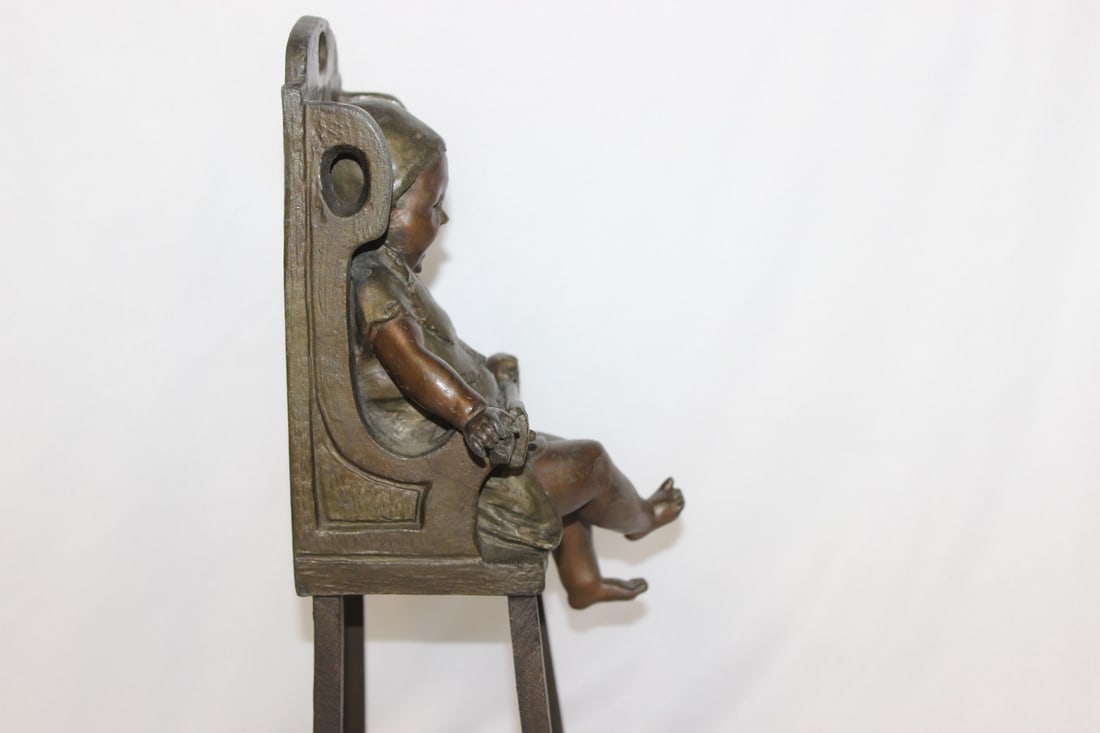 A Bronze Child on a High Chair by Steiner - 5
