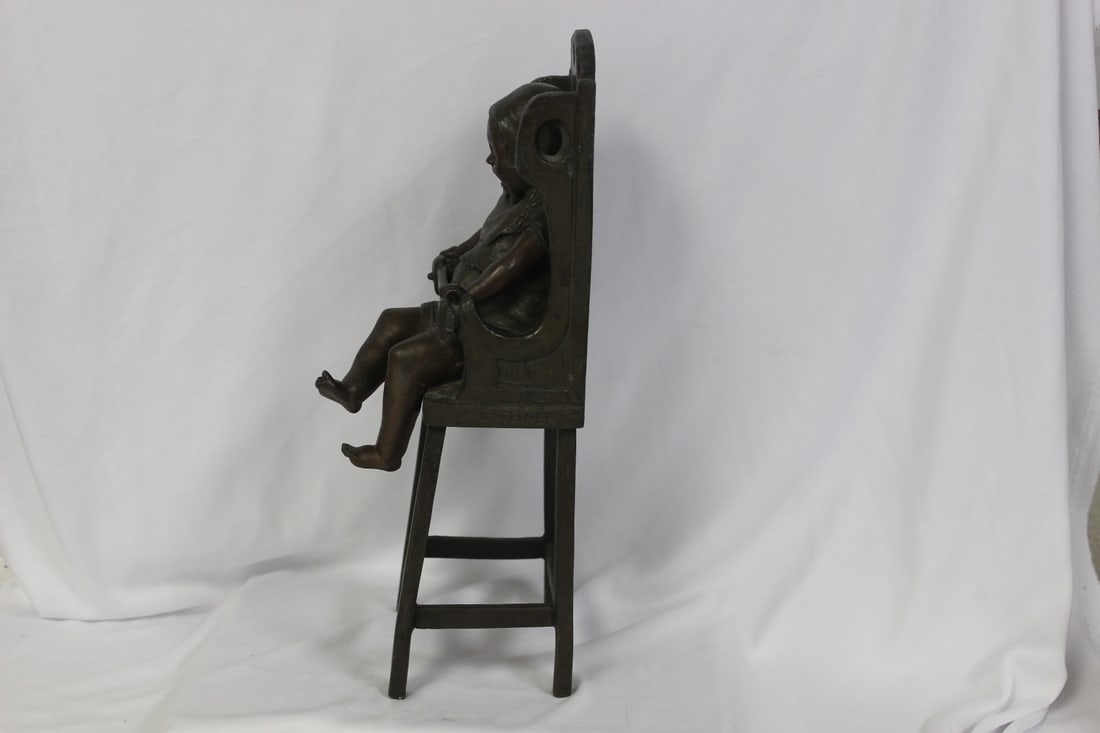 A Bronze Child on a High Chair by Steiner - 8