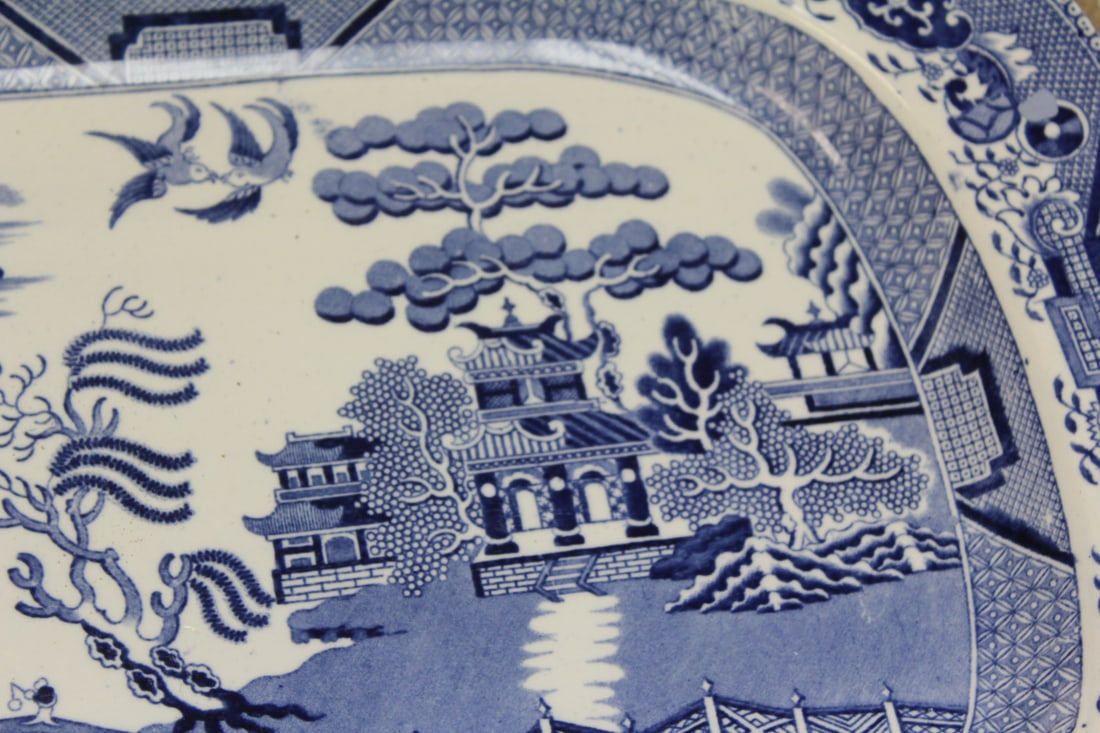 Blue and White ironstone Oriental Platter - 5