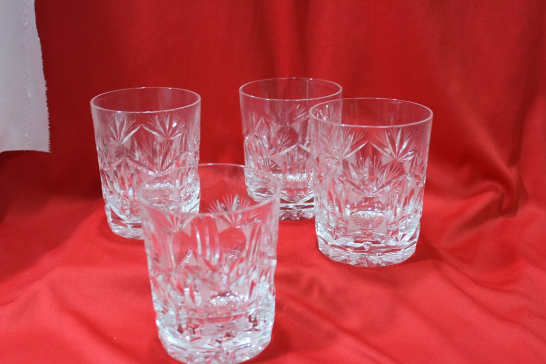 Lot of 4 Cut Glass Tumblers: 4" tall each