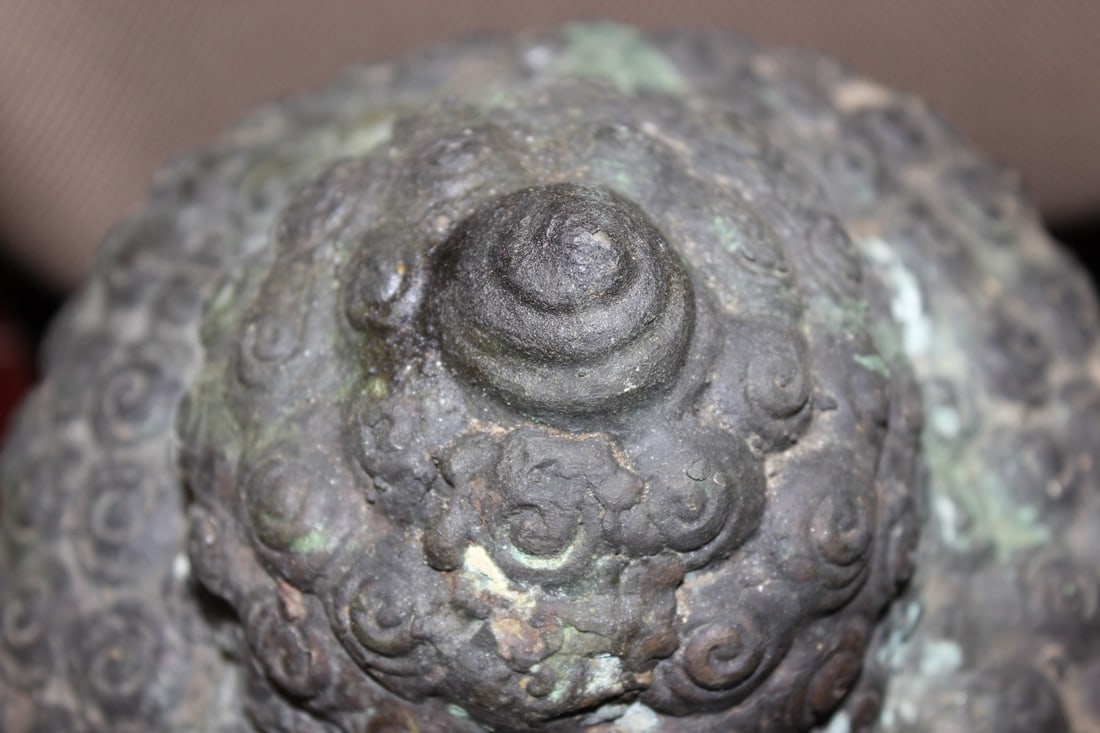 Antique Chinese Bronze Buddha Head - 10