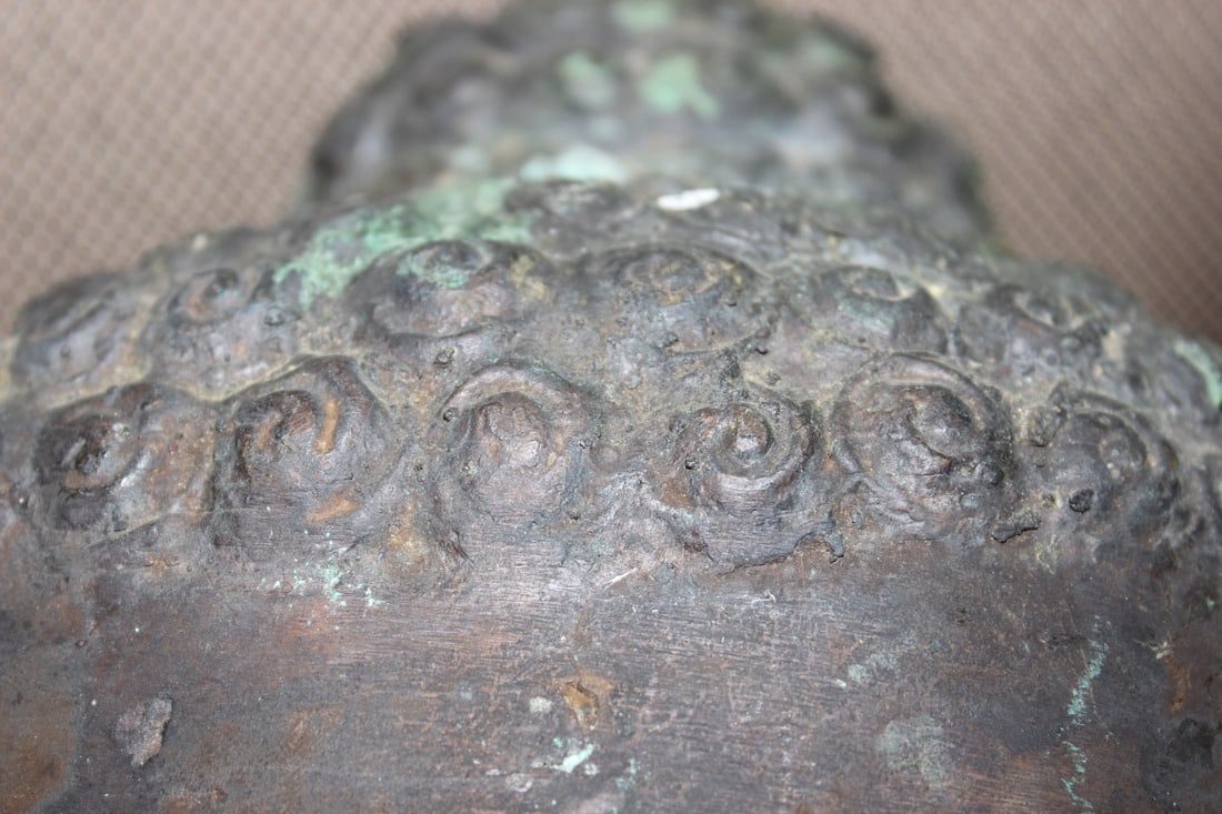 Antique Chinese Bronze Buddha Head - 3