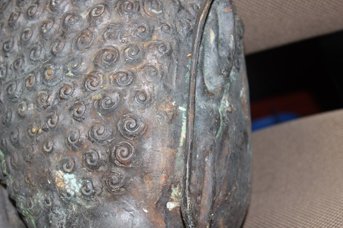 Antique Chinese Bronze Buddha Head - 7