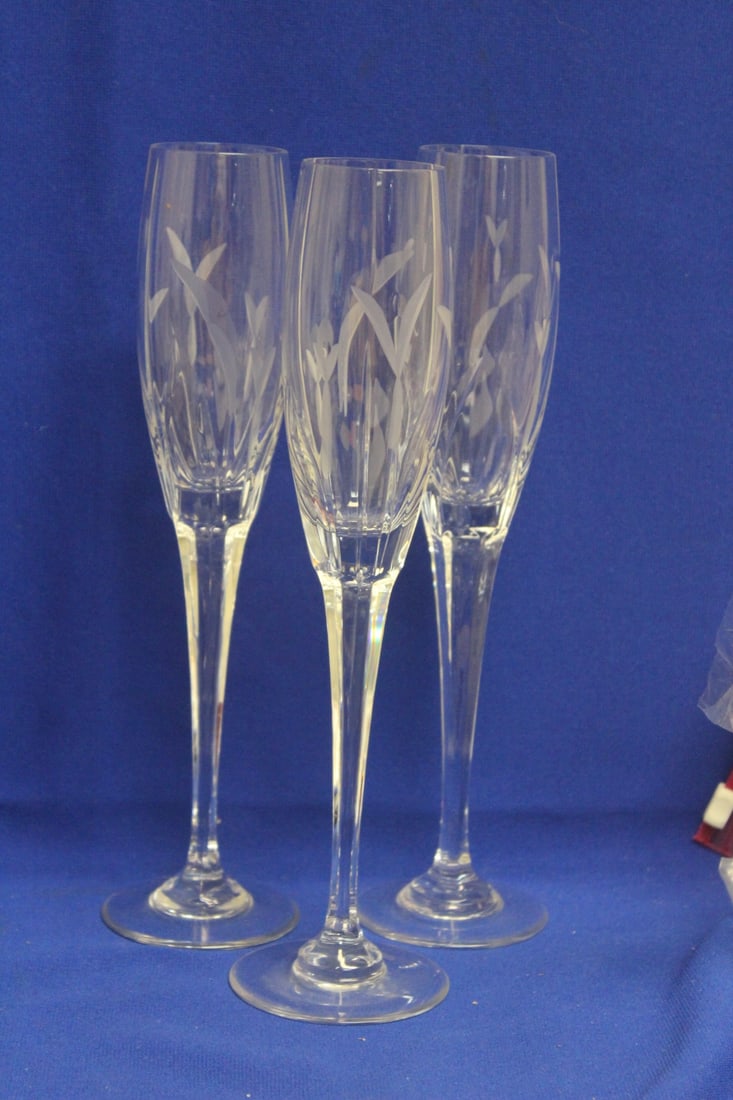 Lot of 3 Etched Goblets - 2