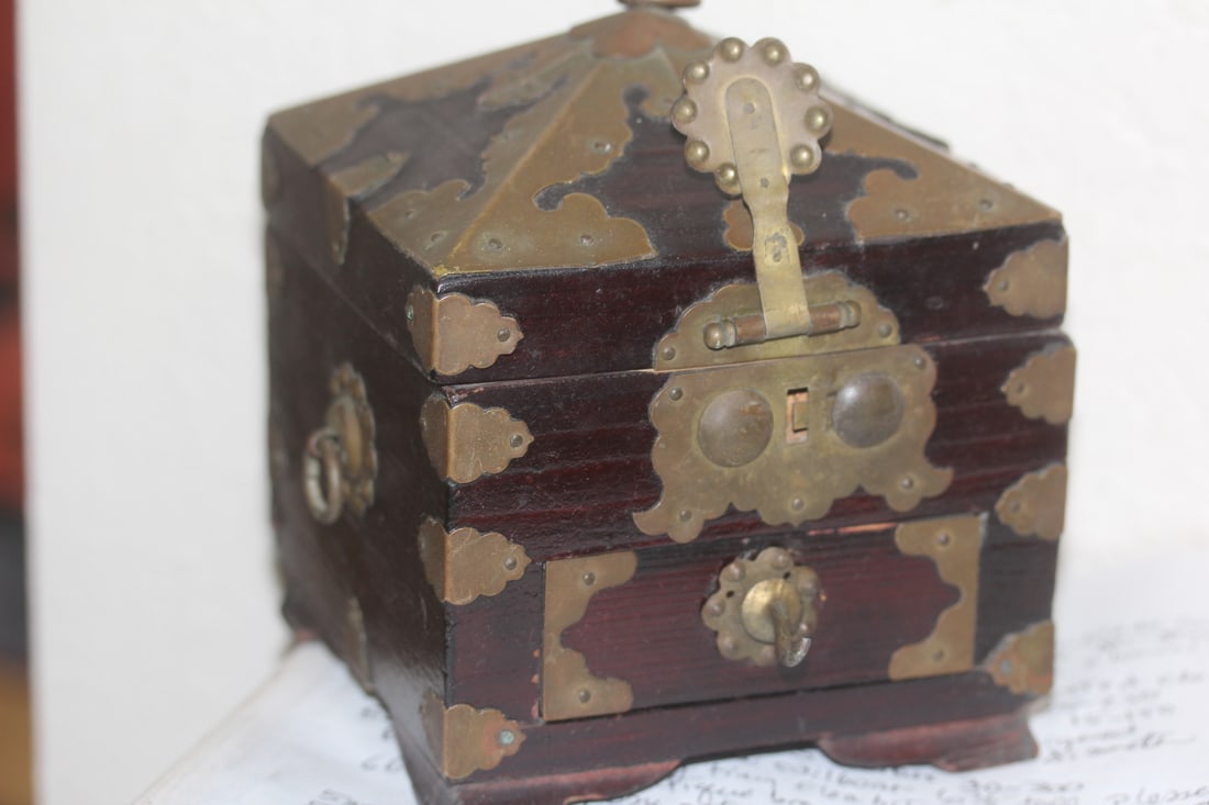 Vintage Chinese Wood and Copper Box - 6
