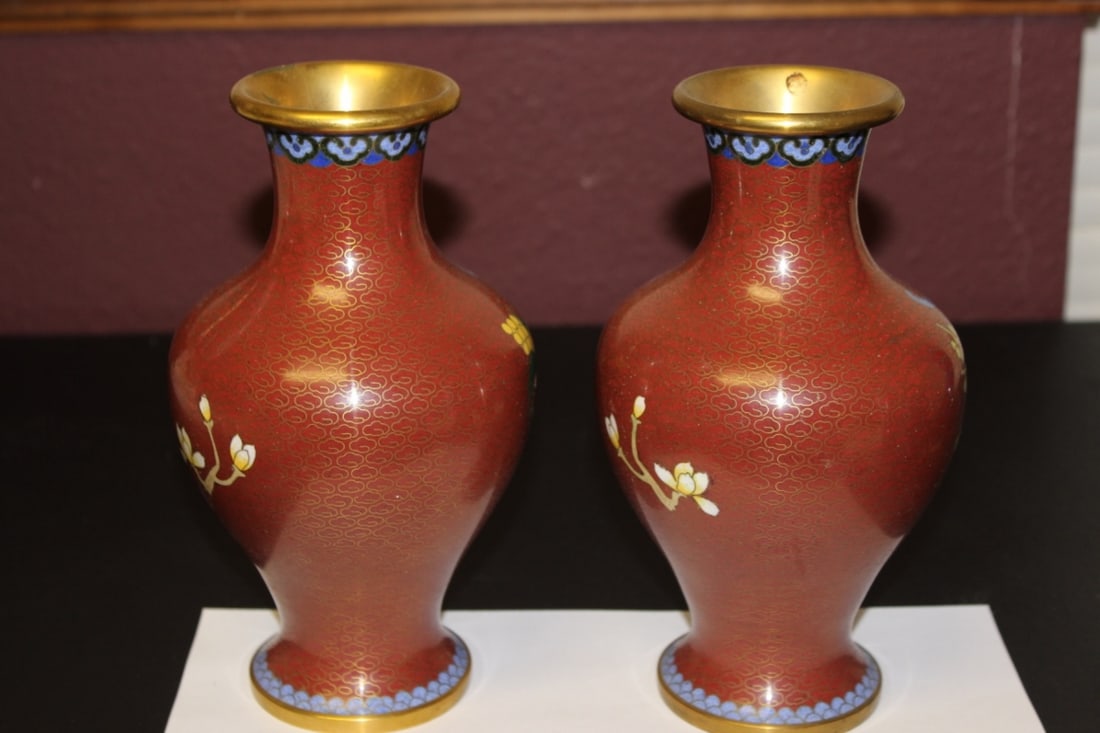A Pair of Chinese Cloisonne Vases- Vintage - 4