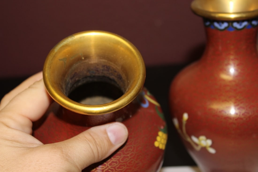 A Pair of Chinese Cloisonne Vases- Vintage - 5