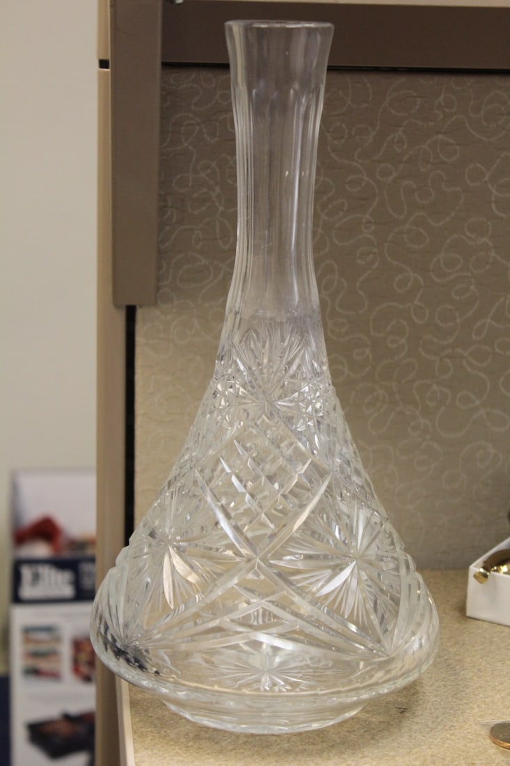 Cut Glass Decanter Form Bottle: unmarked - don't know if it comes with a stopper or not - 11 5/8" tall