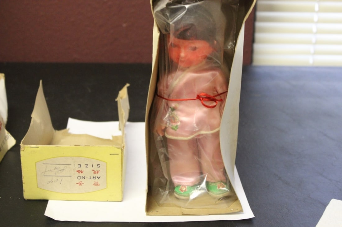 A Vintage Chinese Wooden(?) Doll in Silk Dress - 5