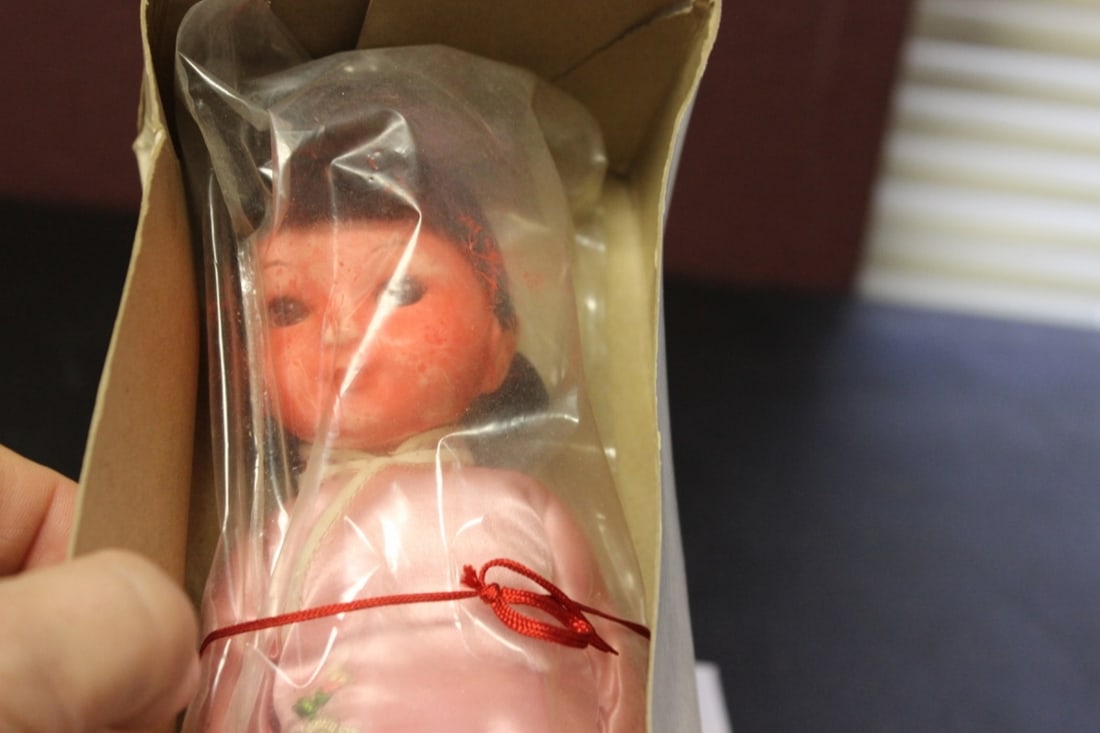 A Vintage Chinese Wooden(?) Doll in Silk Dress - 6