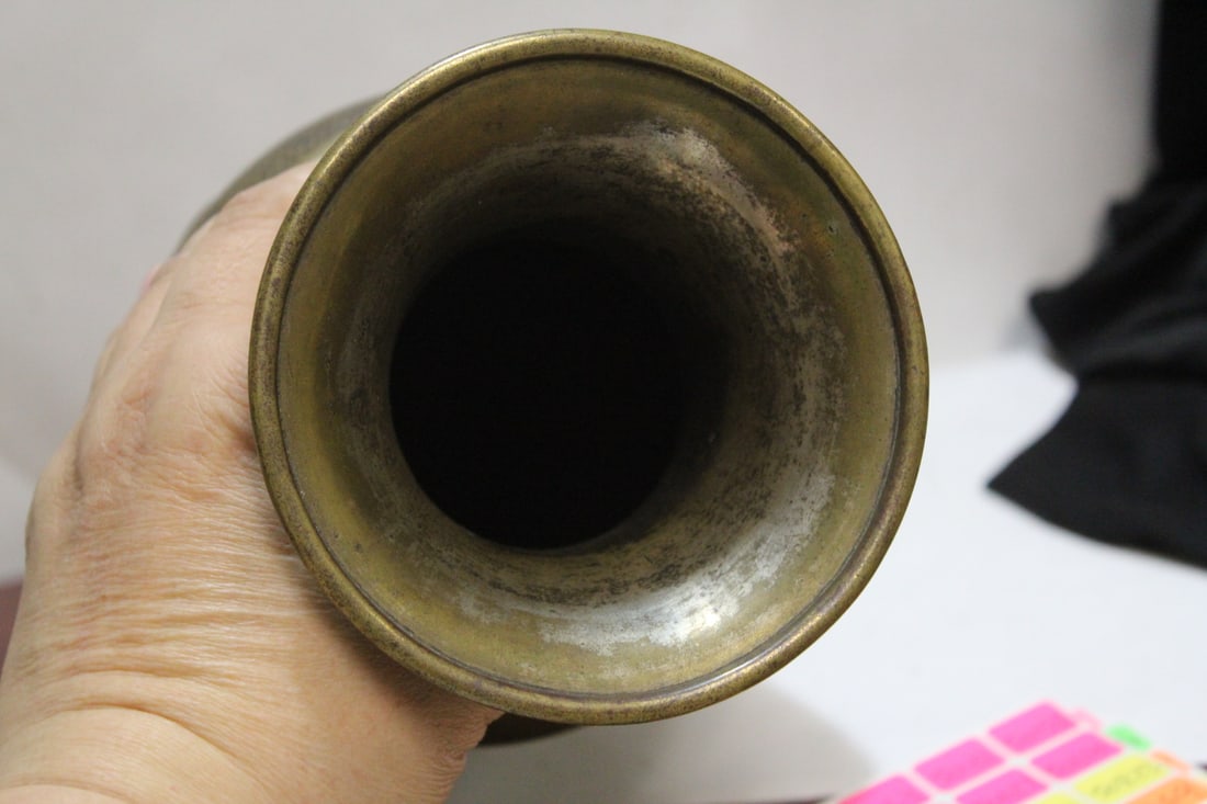 A Well Carved Chinese Brass Vase - 5
