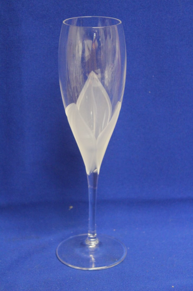 Etched Glass Goblet: 8 3/4" tall