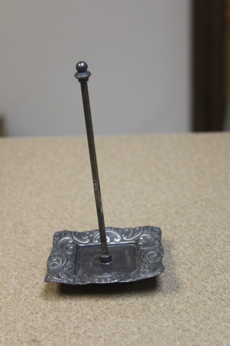 Silverplate Meriden Arts and Crafts Holder: some sort of a holder - ornate - 5 1/4" tall