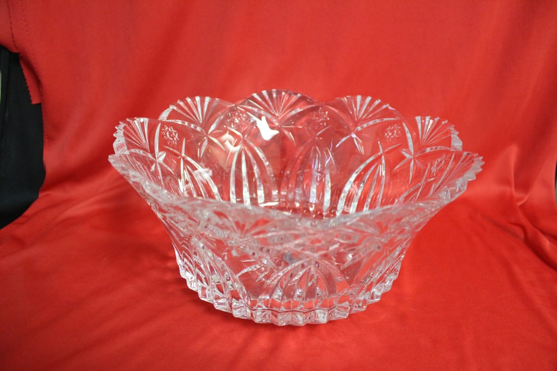 a Crystal Center Bowl: Durand, France - please note= one small outside chip - 11 1/2" in diameter