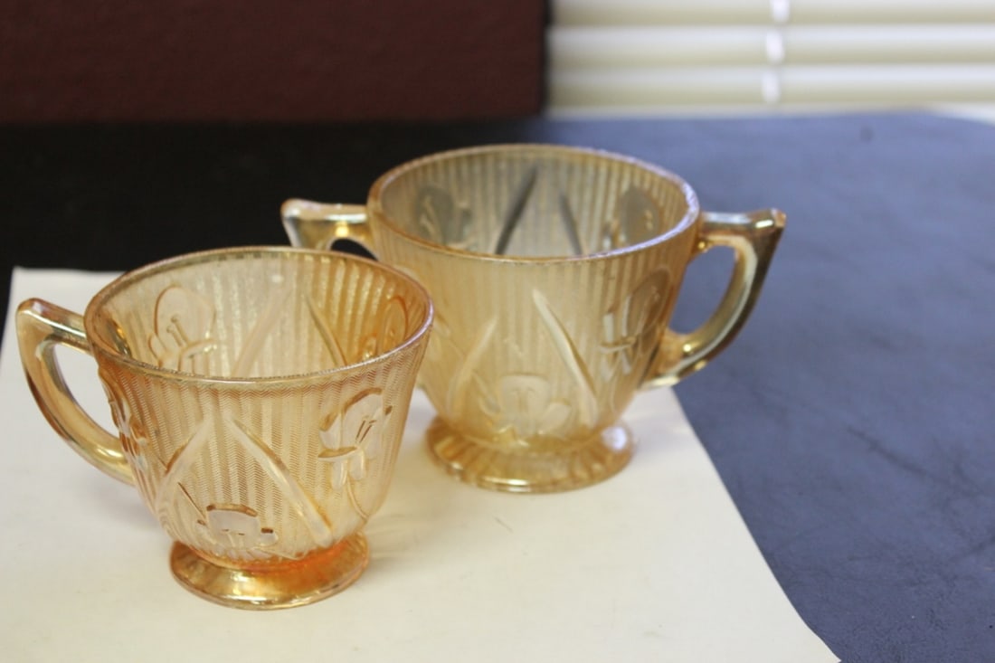 Two Carnival Cups: Tallest= 3 1/16" tall - Vintage/Antique
