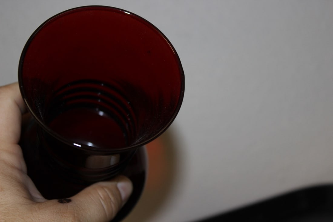 An Anchor-Hocking Ruby Red Glass Vase - 2