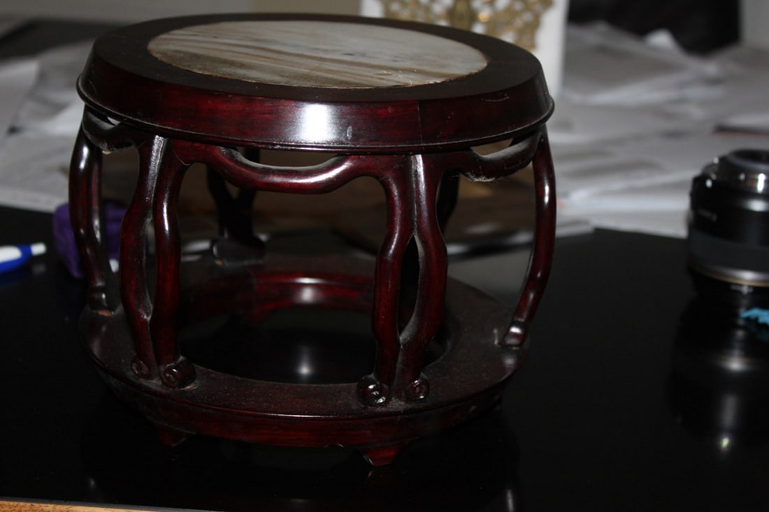 Marble top Chinese Rosewood Stand - 2