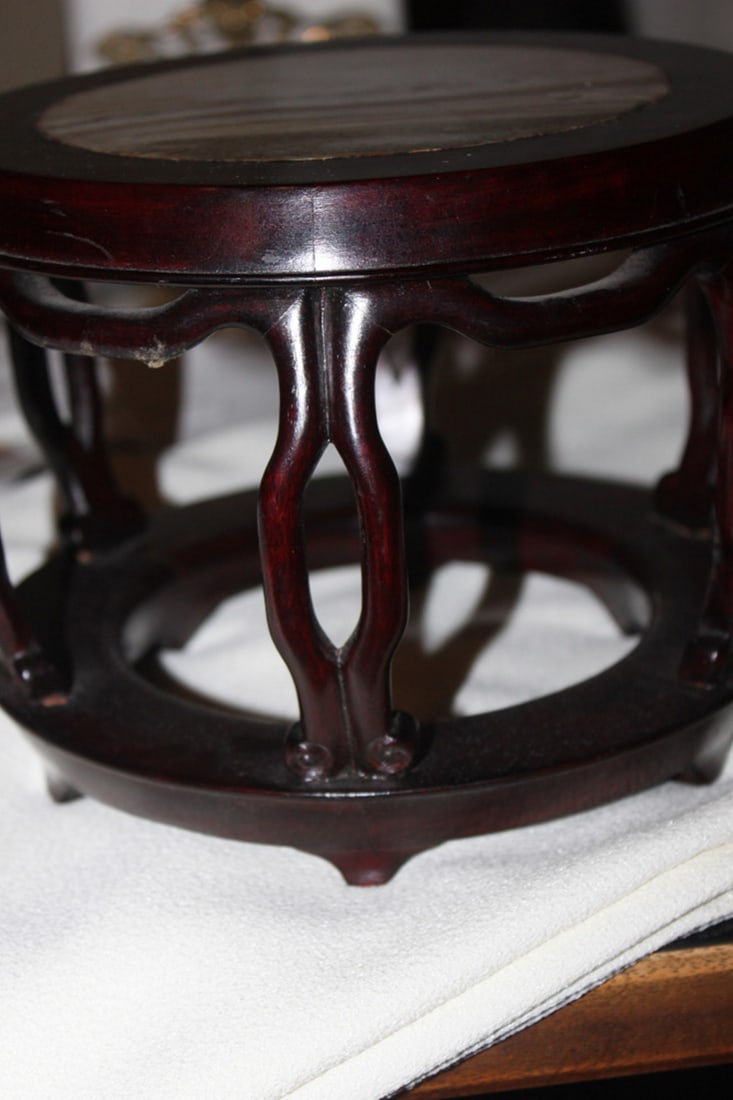 Marble top Chinese Rosewood Stand - 5