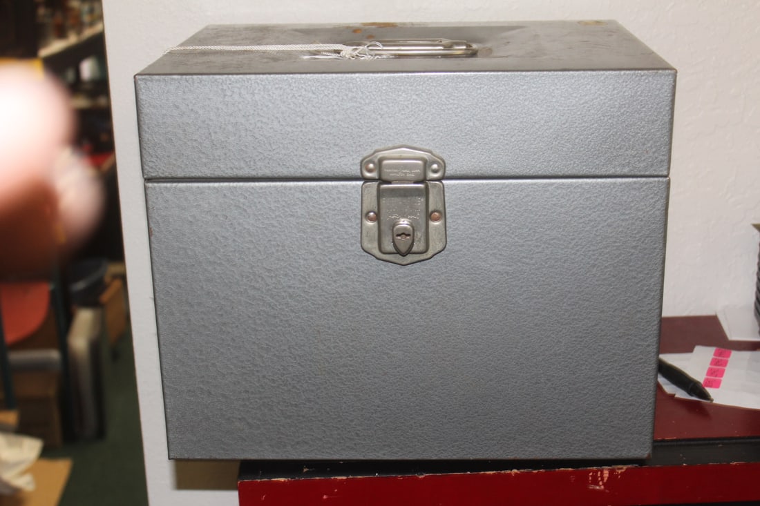 Metal Porta-File File Box: vintage - with key - 12 1/2" x 9" x 10 1/4"