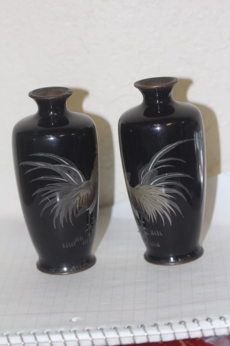 Pair of Japanese Cloisonne Vases - 2