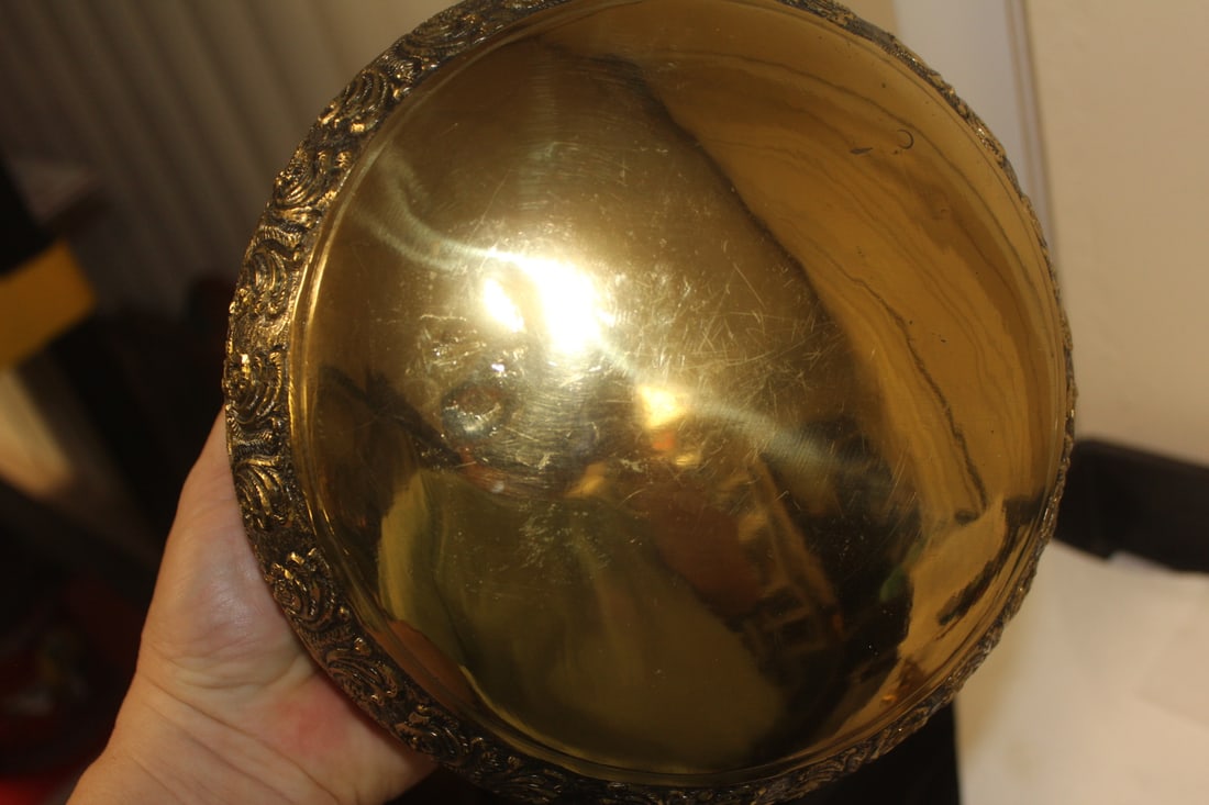 Ornate Brass Bowl on Elephant Stand - 4