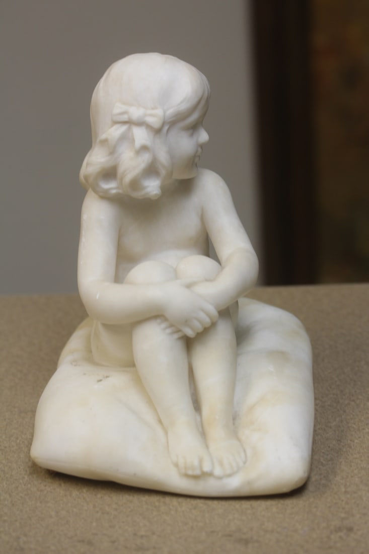 Antique Signed Fischel Alabaster of a Nude Girl - 3