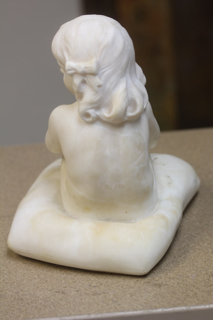 Antique Signed Fischel Alabaster of a Nude Girl - 6