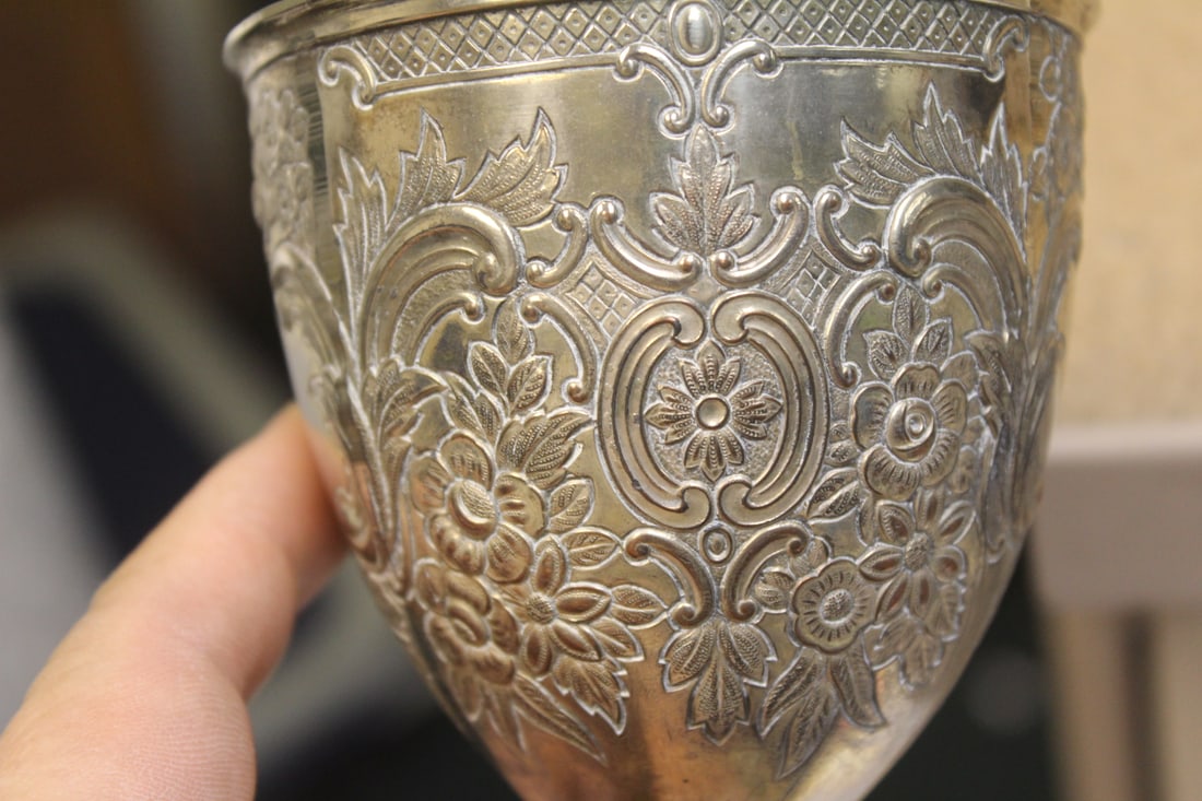 Ornate Silverplate Goblets - 11
