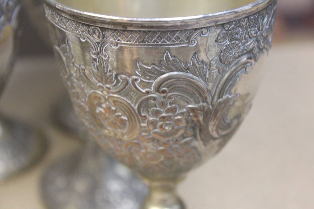 Ornate Silverplate Goblets - 2