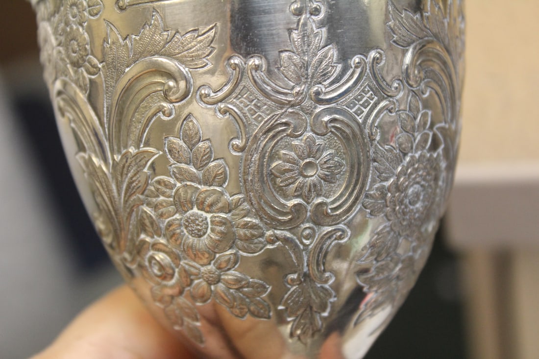 Ornate Silverplate Goblets - 9