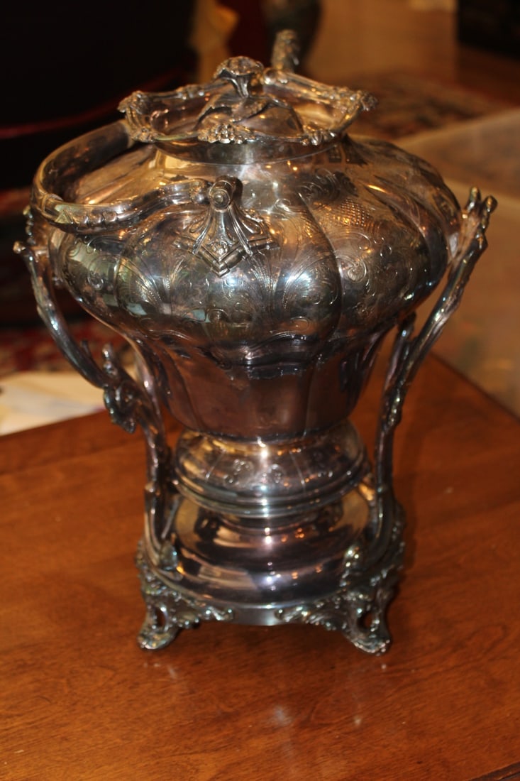 Victorian Silverplate Kettle Warmer - 5