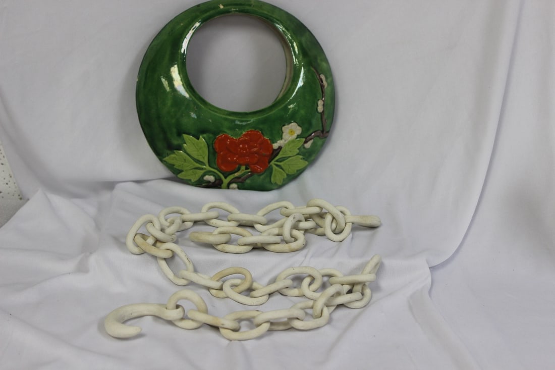 A Japanese Ceramic Ikebana Hanging Basket (1 of 9)