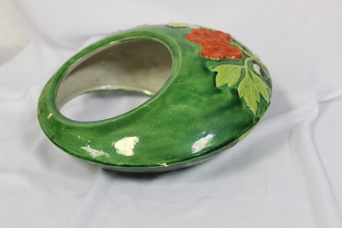 A Japanese Ceramic Ikebana Hanging Basket - 6