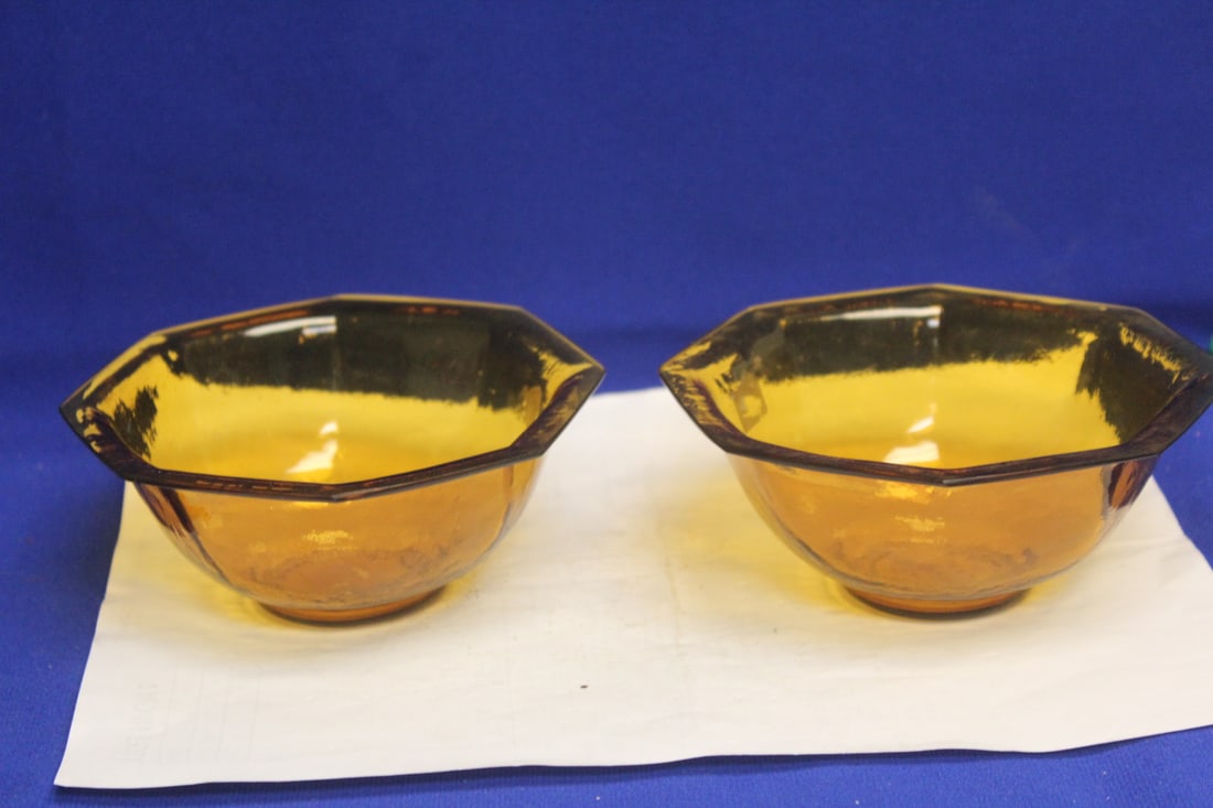 Pair of Peking Glass Amber Colour Bowls: Chinese - 19th century - rare colour - 5 3/8" in diameter
