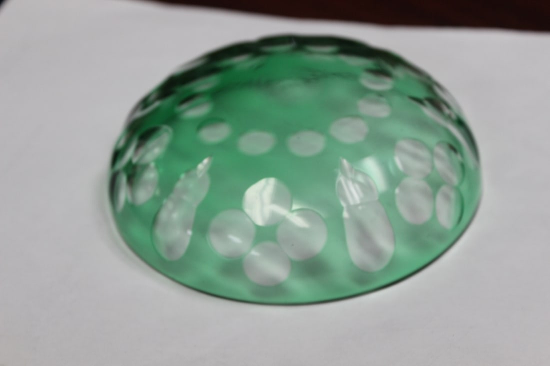 A Cut Glass Green Dish - 3