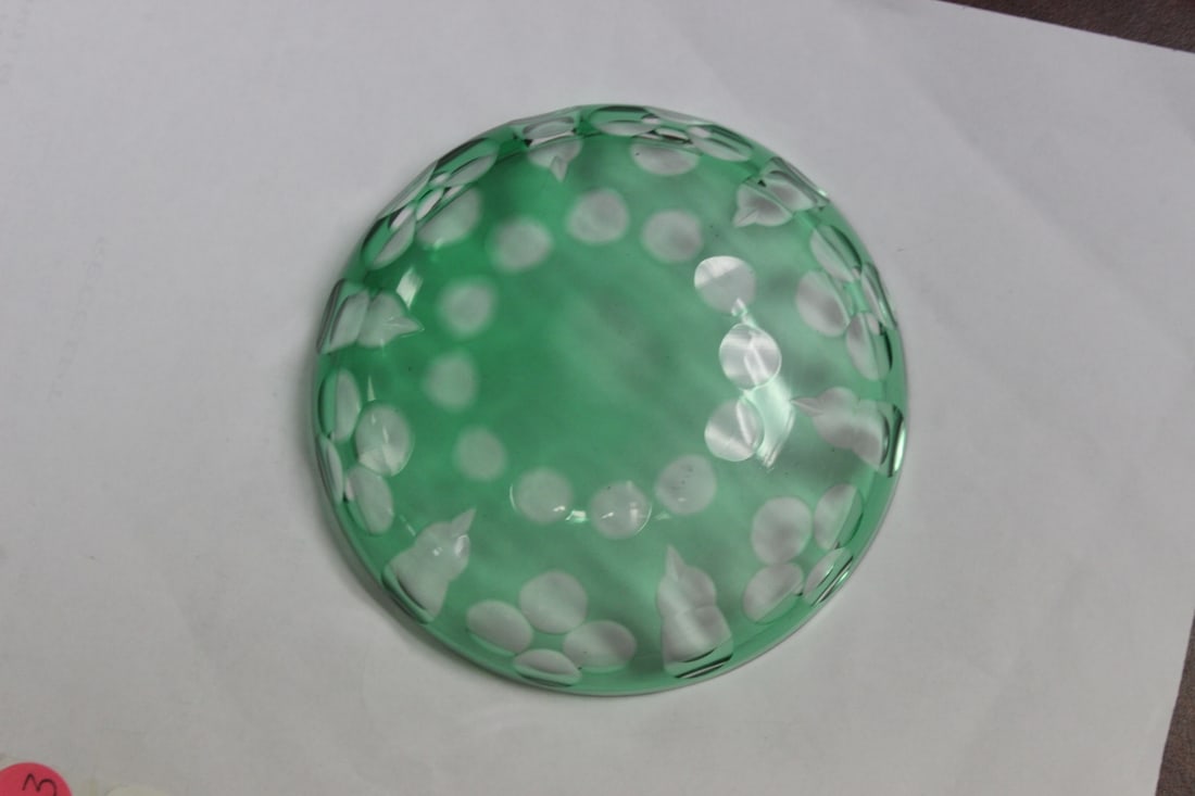 A Cut Glass Green Dish - 6