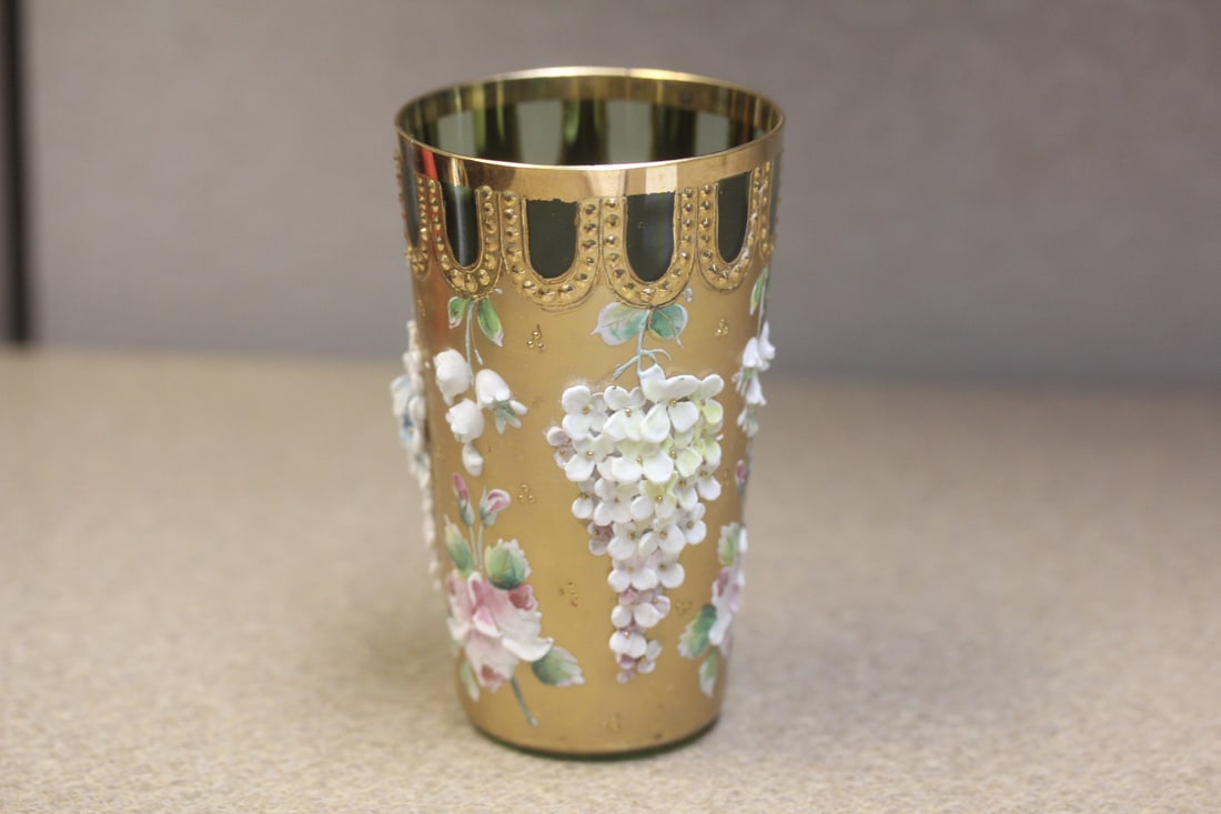 Repousse Green Glass Cup - 2