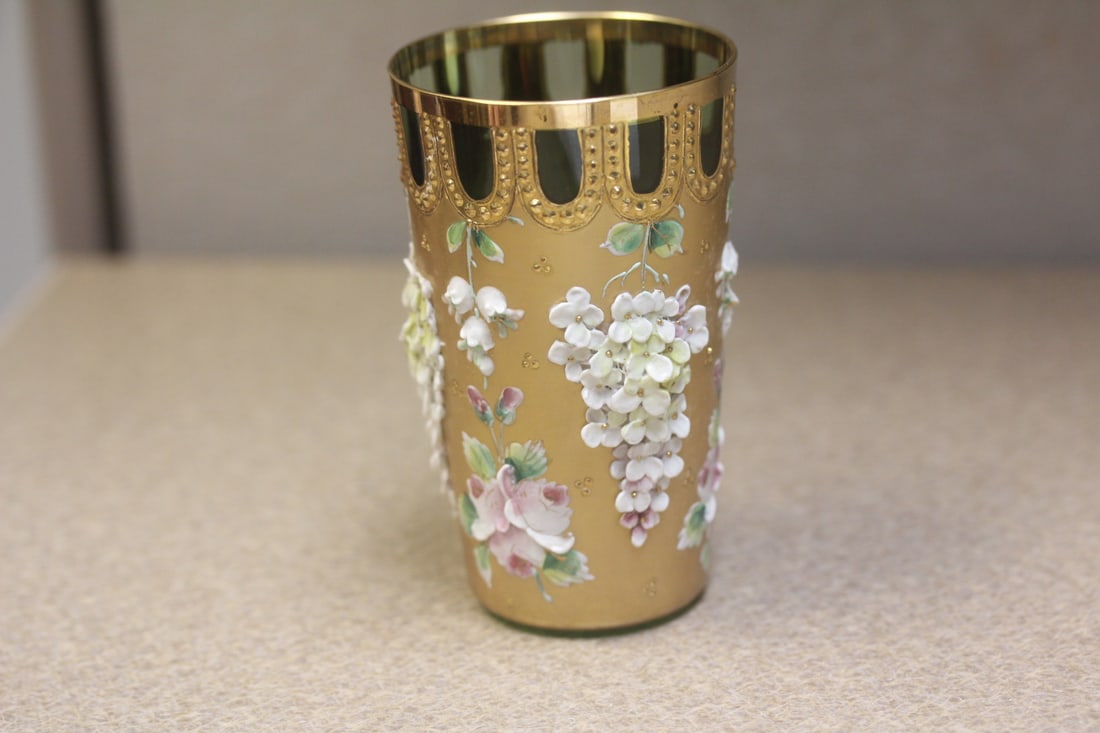 Repousse Green Glass Cup - 3