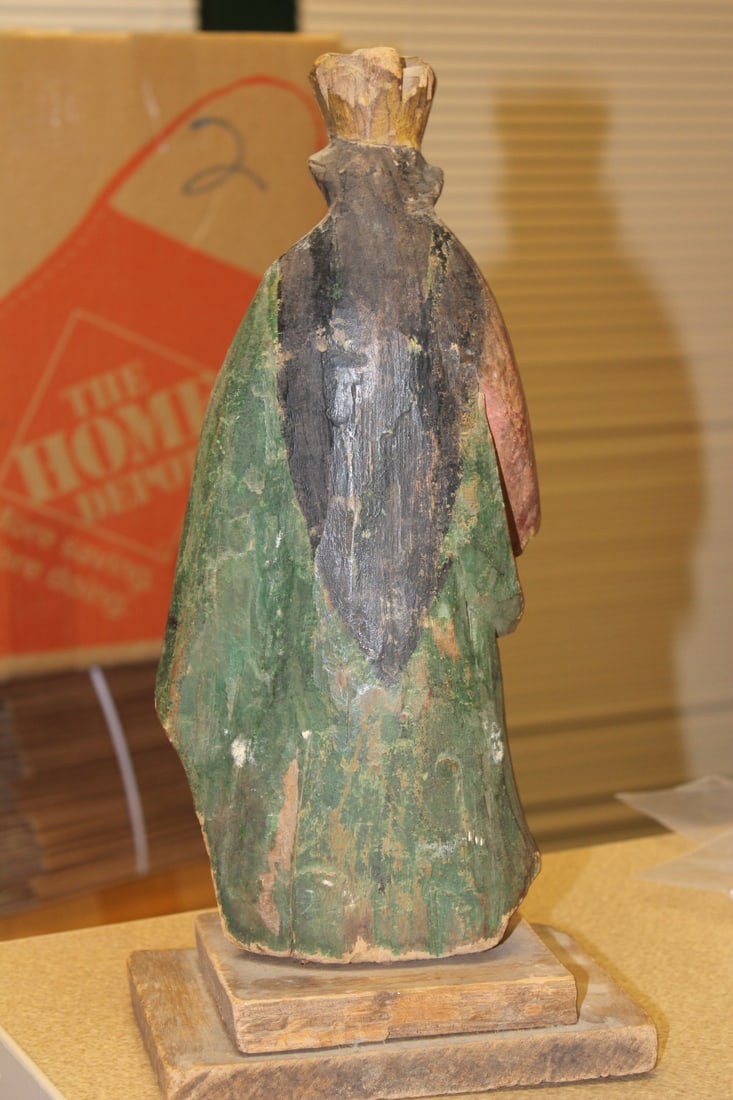 Antique Wooden Polychrome Icon - 3